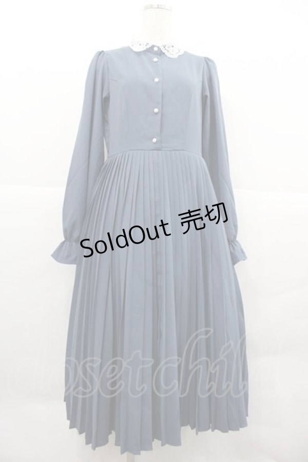 画像1: m petit by misako / AM*レースエリプリーツワンピース M ブルー I-25-12-18-079-LO-OP-SA-ZI (1)