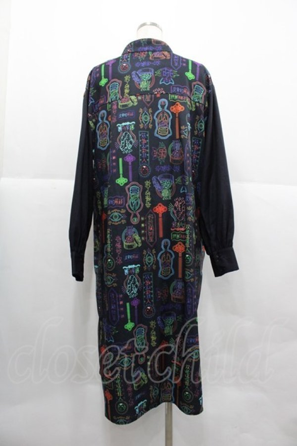 画像2: DXMOUVE / 臓器看板柄チャイナワンピース  黒Ｘカラフル I-25-12-18-085-PU-OP-SA-ZI (2)