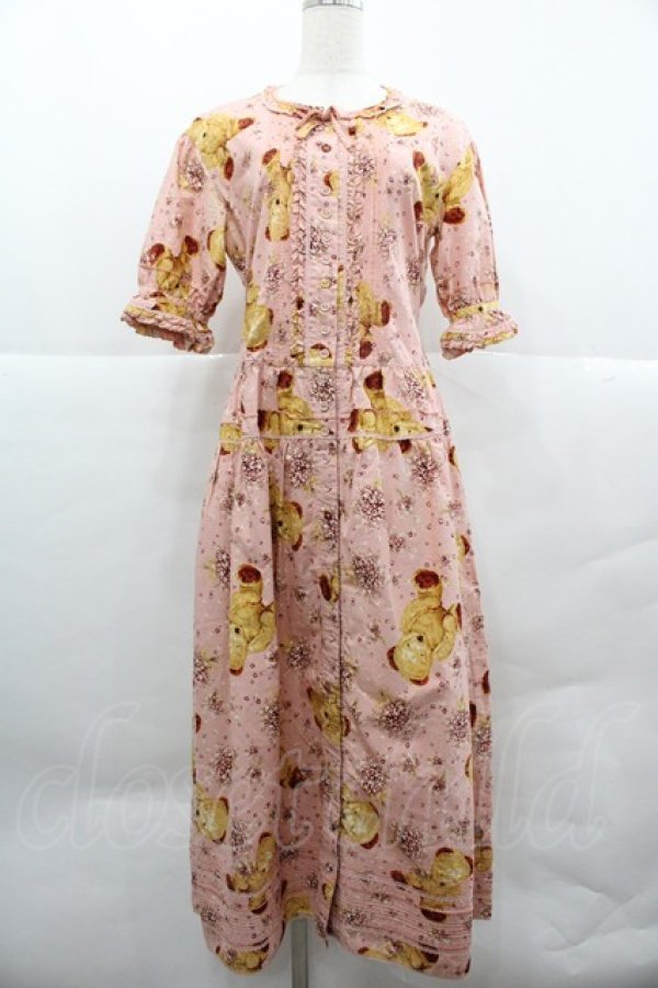 画像1: PINK HOUSE / すみれくまさんプリントワンピース  ピンク I-25-12-18-088-LO-OP-SA-ZI (1)