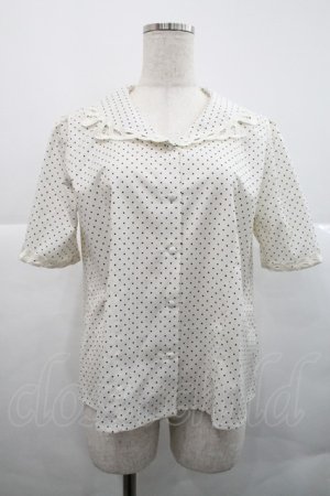 画像: an another angelus / レース使い開衿ブラウス  オフ×ブラック I-25-12-18-014-CA-BL-SA-ZI