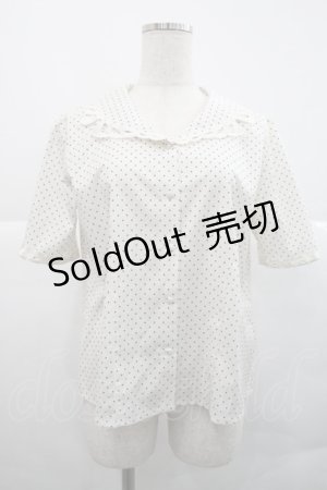 画像: an another angelus / レース使い開衿ブラウス  オフ×ブラック I-25-12-18-014-CA-BL-SA-ZI