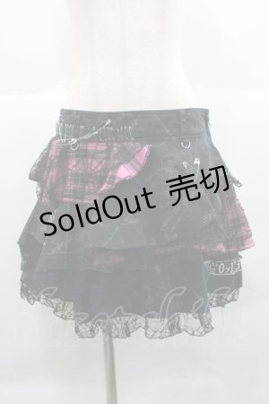 画像: MAD / チェックレースフリルスカート  黒Ｘピンク I-25-12-18-092-PU-SK-SA-ZI