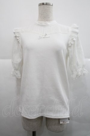 画像: Amavel / バックリボンレース&テレコトップス  オフホワイト I-25-12-18-020-CA-TO-SA-ZI