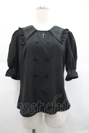 画像: Ank Rouge / クロスチャームセーラー襟半袖ブラウス  黒 I-25-12-18-003-CA-BL-SA-ZI
