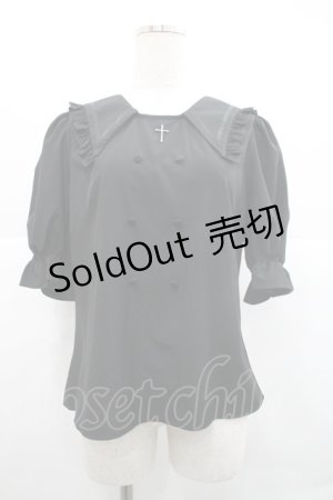 画像: Ank Rouge / クロスチャームセーラー襟半袖ブラウス  黒 I-25-12-18-003-CA-BL-SA-ZI