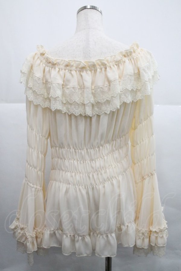 画像2: ATELIER PIERROT / 【プラスサイズ】Shirring princess sleeve blouse  アイボリー I-25-12-18-023-EL-BL-SA-ZI (2)