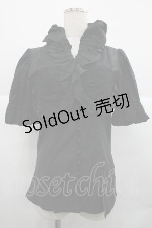 画像: alice auaa / バルーンフリルくるみボタンブラウス 3 黒 I-25-12-18-025-AA-BL-SA-ZI