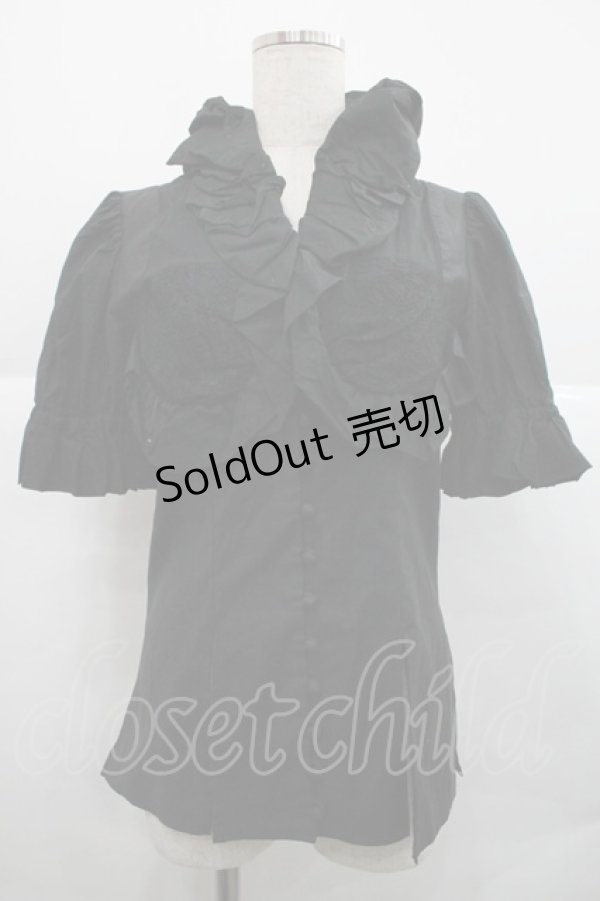 画像1: alice auaa / バルーンフリルくるみボタンブラウス 3 黒 I-25-12-18-025-AA-BL-SA-ZI (1)