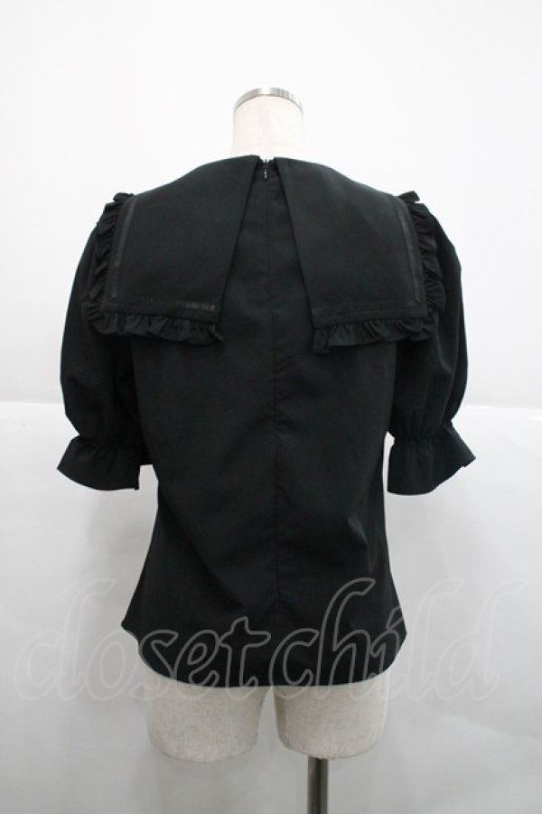 画像2: Ank Rouge / クロスチャームセーラー襟半袖ブラウス  黒 I-25-12-18-003-CA-BL-SA-ZI (2)