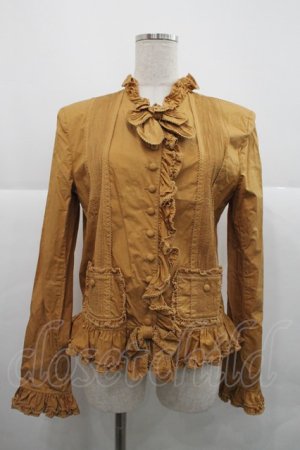 画像: INGEBORG / 立襟ピコフリル&ピンタックブラウス  マスタード I-25-12-18-030-LO-BL-SA-ZI