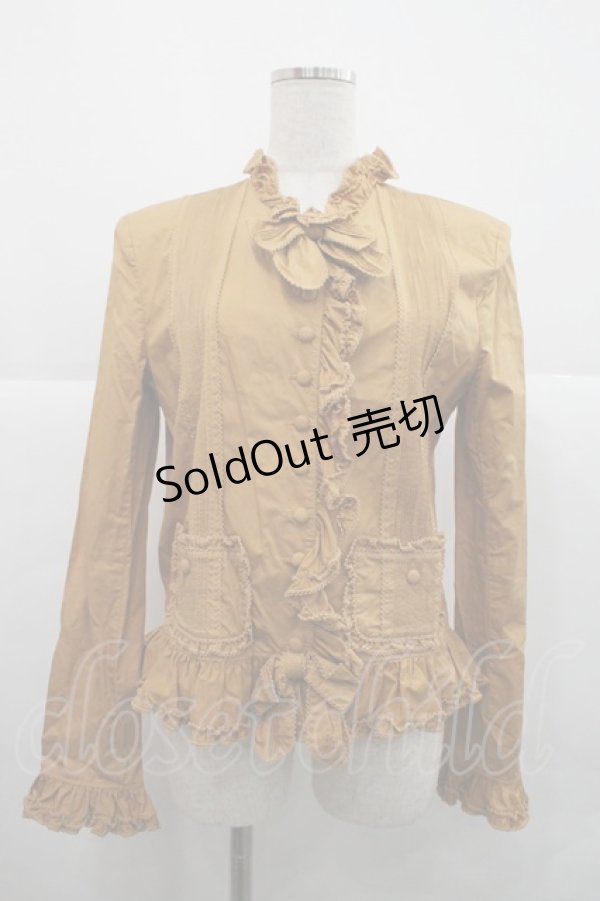 画像1: INGEBORG / 立襟ピコフリル&ピンタックブラウス  マスタード I-25-12-18-030-LO-BL-SA-ZI (1)