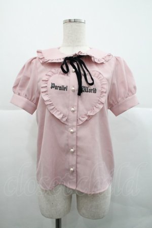 画像: Ank Rouge / ハートフリル半袖ブラウス  ピンクＸ黒 I-25-12-18-004-CA-BL-SA-ZI