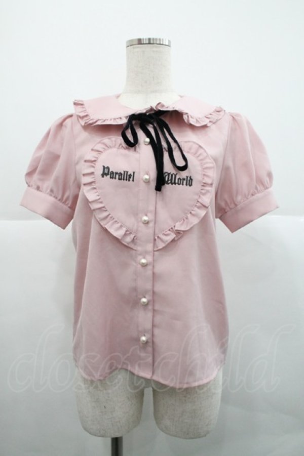 画像1: Ank Rouge / ハートフリル半袖ブラウス  ピンクＸ黒 I-25-12-18-004-CA-BL-SA-ZI (1)