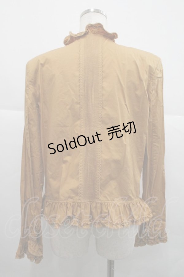 画像2: INGEBORG / 立襟ピコフリル&ピンタックブラウス  マスタード I-25-12-18-030-LO-BL-SA-ZI (2)