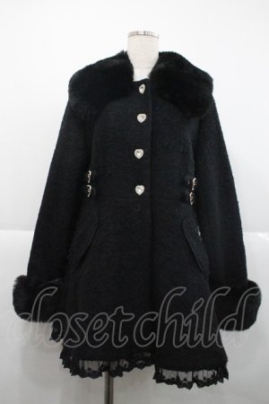 画像: LIZ LISA / ビジューリボンミニ丈Aラインコート  黒 I-25-12-18-040-LO-CO-SA-ZI