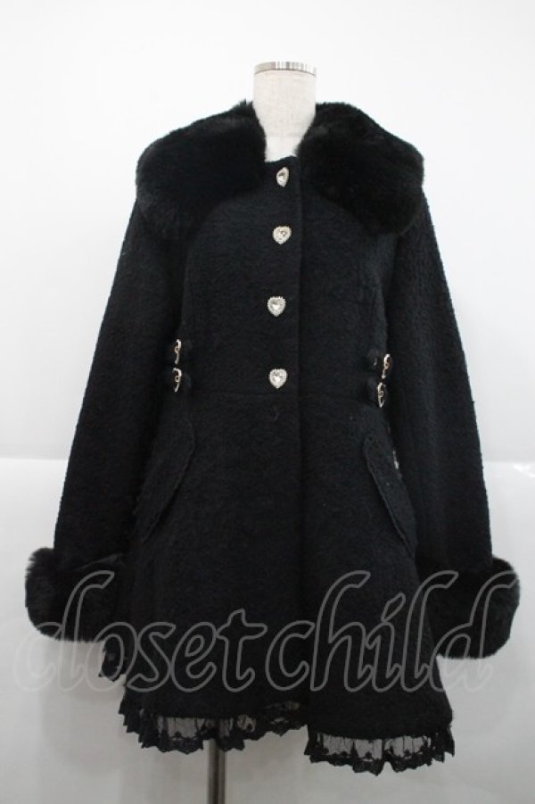 画像1: LIZ LISA / ビジューリボンミニ丈Aラインコート  黒 I-25-12-18-040-LO-CO-SA-ZI (1)