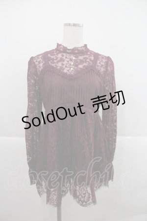 画像: axes femme / ビスチェ切替風レースブラウス M ワイン I-25-12-22-001-AX-BL-TE-ZI