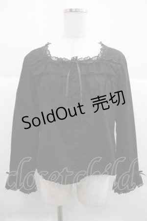 画像: PINK HOUSE / ローズレース長袖ブラウス  黒 I-25-12-22-045-LO-BL-SA-ZI