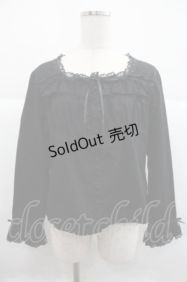 画像1: PINK HOUSE / ローズレース長袖ブラウス  黒 I-25-12-22-045-LO-BL-SA-ZI (1)