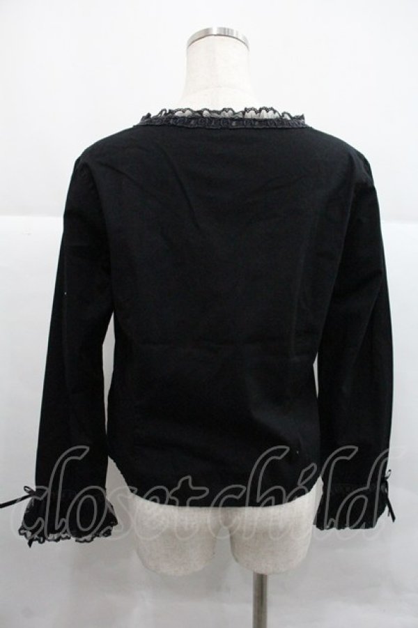 画像2: PINK HOUSE / ローズレース長袖ブラウス  黒 I-25-12-22-045-LO-BL-SA-ZI (2)