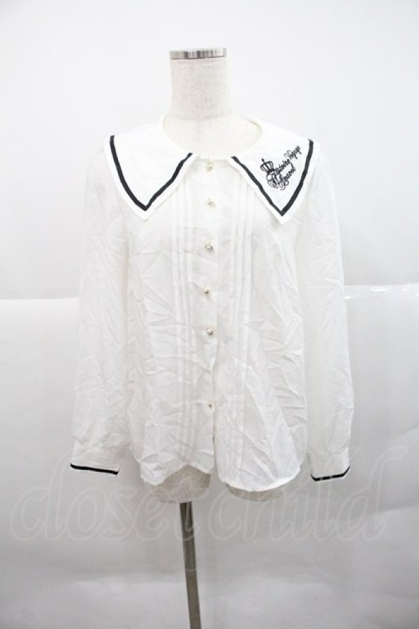 画像1: Amavel / タイ付きセーラーブラウス  白Ｘ黒 I-25-12-22-006-CA-BL-SA-ZI (1)