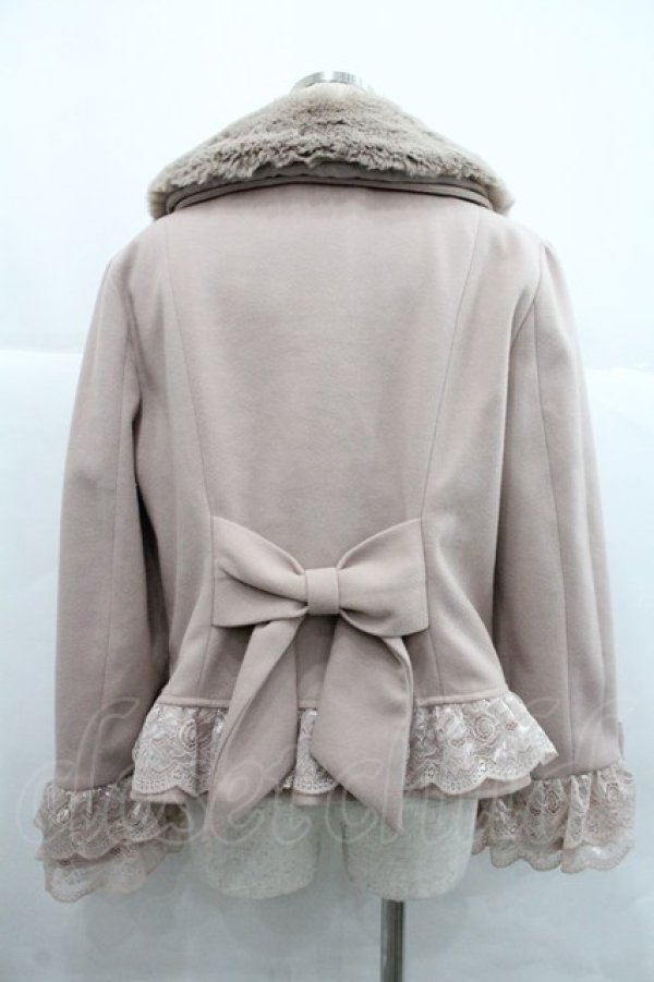 画像2: axes femme / 裾レースショートコート M ピンク I-25-12-22-049-AX-CO-SA-ZI (2)