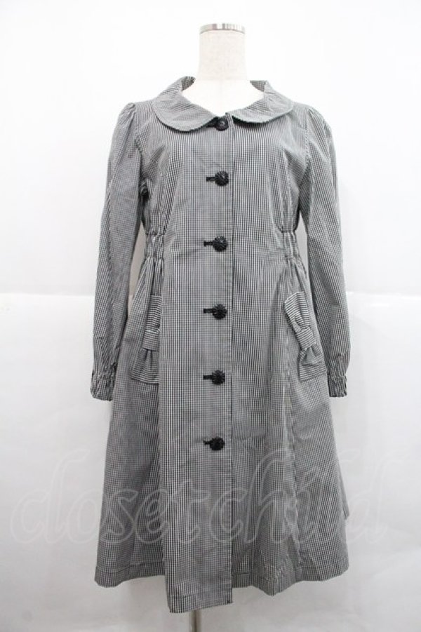 画像1: Emily Temple cute / シャーリングギンガムコート  ブラックチェック I-25-12-22-051-ET-CO-SA-ZI (1)