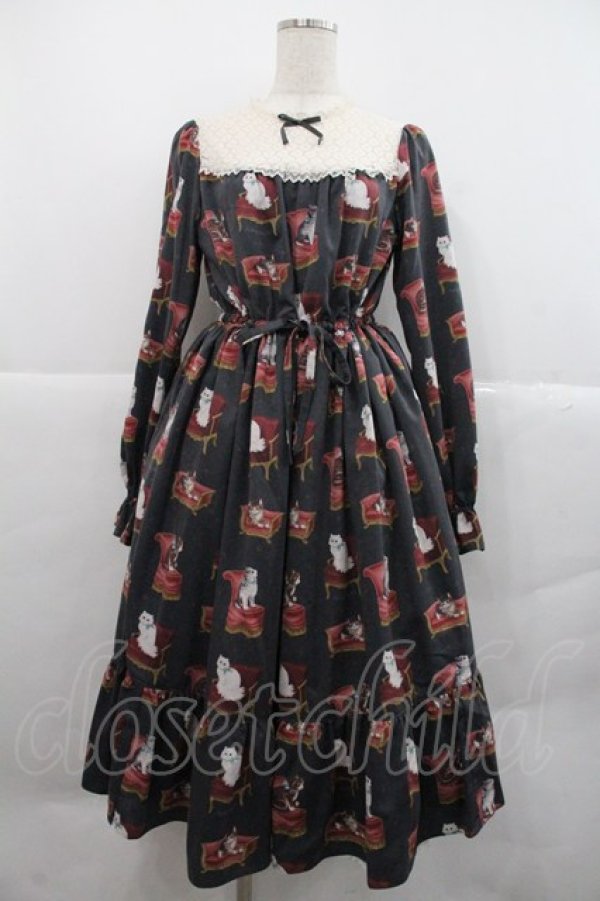 画像1: Melody BasKet / Cats castleレースヨークワンピース  黒 I-25-12-22-058-LO-OP-SA-ZI (1)