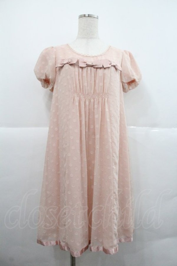 画像1: Emily Temple cute / 3つリボンドットワンピース  ピンク×ピンク I-25-12-22-061-ET-OP-SA-ZI (1)