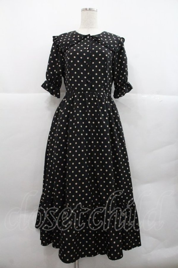 画像1: m petit by misako / 梨地水玉半袖ワンピース M 黒 I-25-12-22-066-LO-OP-SA-ZI (1)