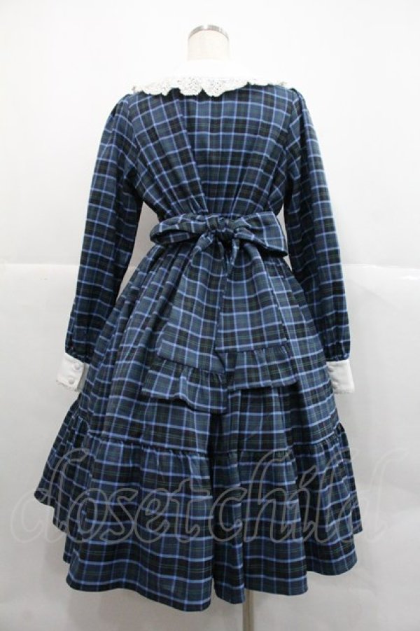 画像2: axes femme kawaii / タータンチェックチェックワンピース  青 I-25-12-22-076-AX-OP-SA-ZI (2)