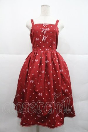 画像: axes femme Kawaii / ハートドット柄ジャンスカ  赤 I-25-12-22-077-AX-OP-SA-ZI