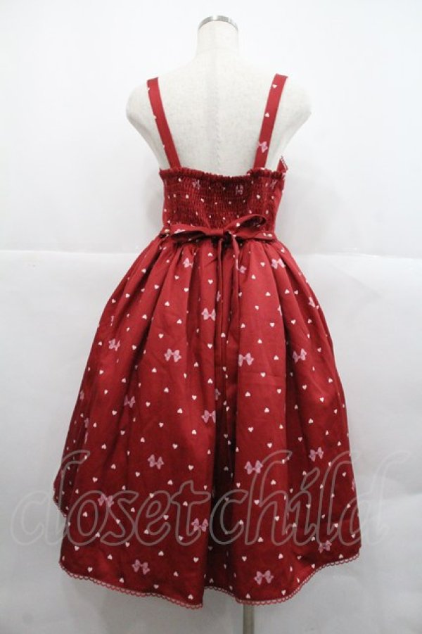 画像2: axes femme kawaii / ハートドット柄ジャンスカ  赤 I-25-12-22-077-AX-OP-SA-ZI (2)