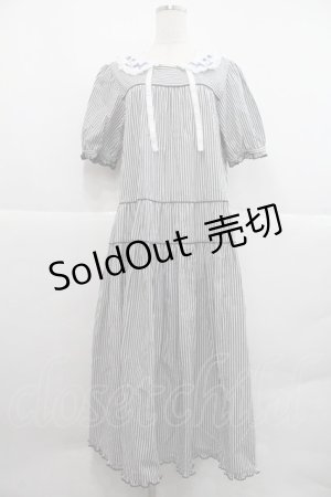 画像: PINK HOUSE / ローン襟付きストライプミディワンピース  黒Ｘ白 I-25-12-22-083-LO-OP-SA-ZI