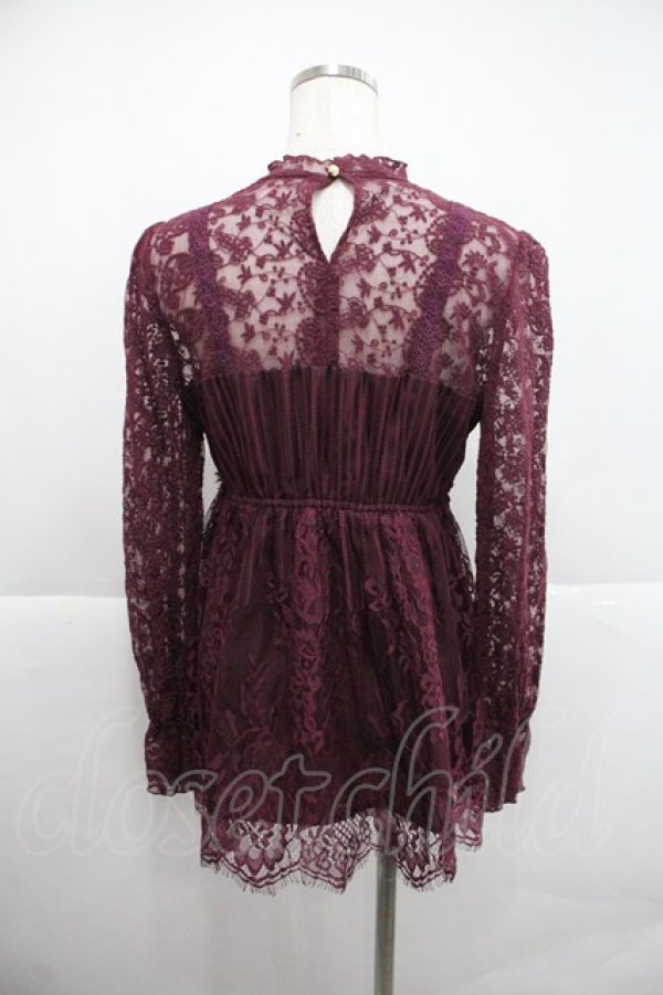 画像2: axes femme / ビスチェ切替風レースブラウス M ワイン I-25-12-22-001-AX-BL-TE-ZI (2)