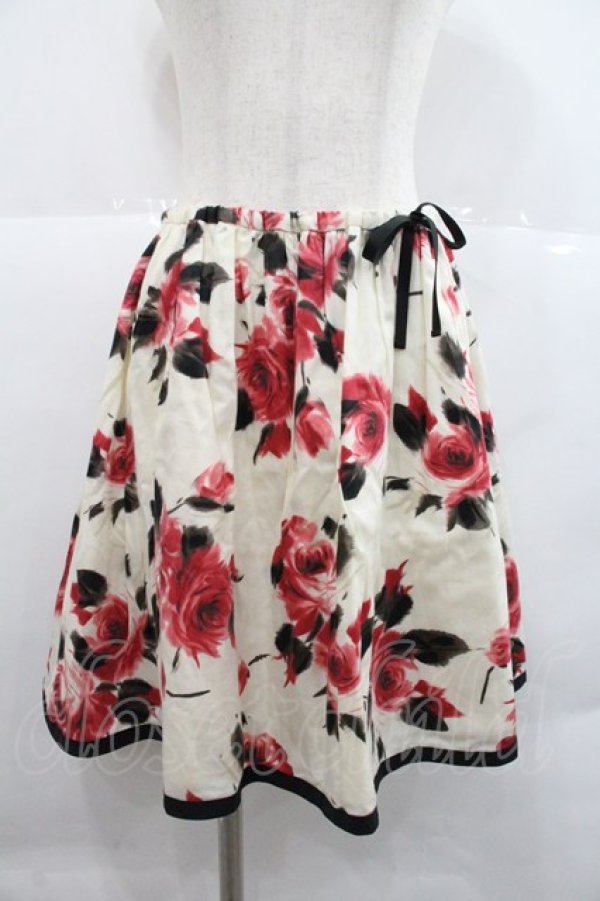 画像1: MILK / ローズptスカート  アイボリー×レッド I-25-12-22-089-ML-SK-SA-ZI (1)