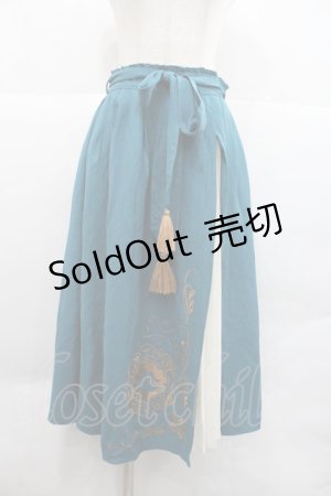 画像: axes femme / アラジン刺繍ミディスカート M 青Ｘ白 I-25-12-22-091-AX-SK-SA-ZI