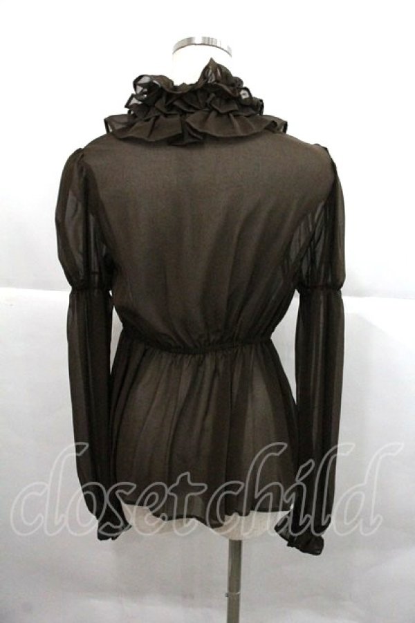 画像2: ALICE and the PIRATES / ベビードールシフォンブラウス  ブラウン I-25-12-22-010-PA-BL-SA-ZI (2)