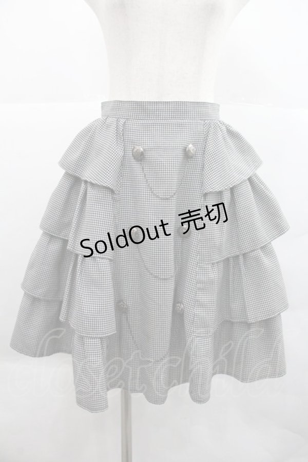 画像1: ALICE and the PIRATES / サイドフリル千鳥スカート  ブラック×ホワイト I-25-12-22-095-PA-SK-SA-ZI (1)