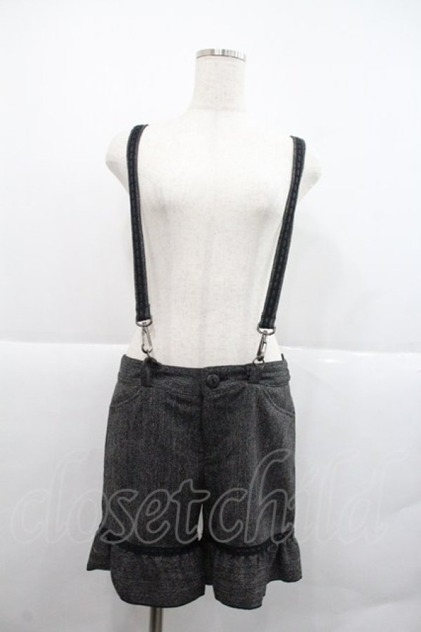 画像1: MIHO MATSUDA / サスペンダー付ツイードショートパンツ M ブラック I-25-12-22-101-GO-PA-SA-ZI (1)