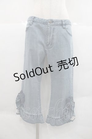 画像: PINK HOUSE / 裾ニットフラワーデニムパンツ  青デニム I-25-12-22-102-LO-PA-SA-ZI