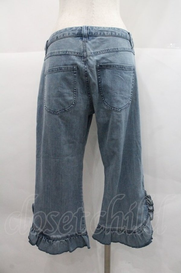 画像2: PINK HOUSE / 裾ニットフラワーデニムパンツ  青デニム I-25-12-22-102-LO-PA-SA-ZI (2)