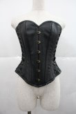 画像1: abilletage / フェイクレザーロングコルセット 3 黒 I-25-12-22-106-GO-ZA-SA-ZI (1)