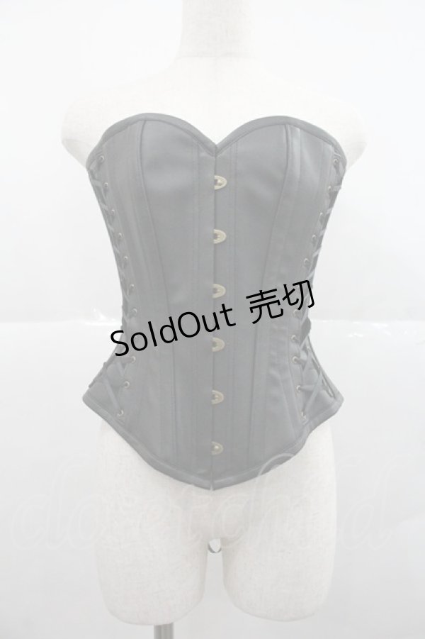 画像1: abilletage / フェイクレザーロングコルセット 3 黒 I-25-12-22-106-GO-ZA-SA-ZI (1)