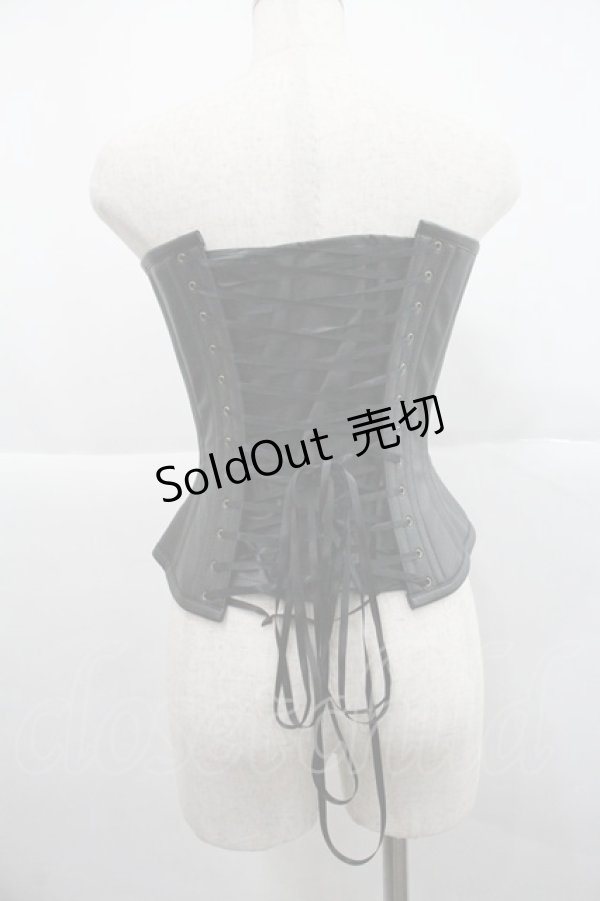 画像2: abilletage / フェイクレザーロングコルセット 3 黒 I-25-12-22-106-GO-ZA-SA-ZI (2)