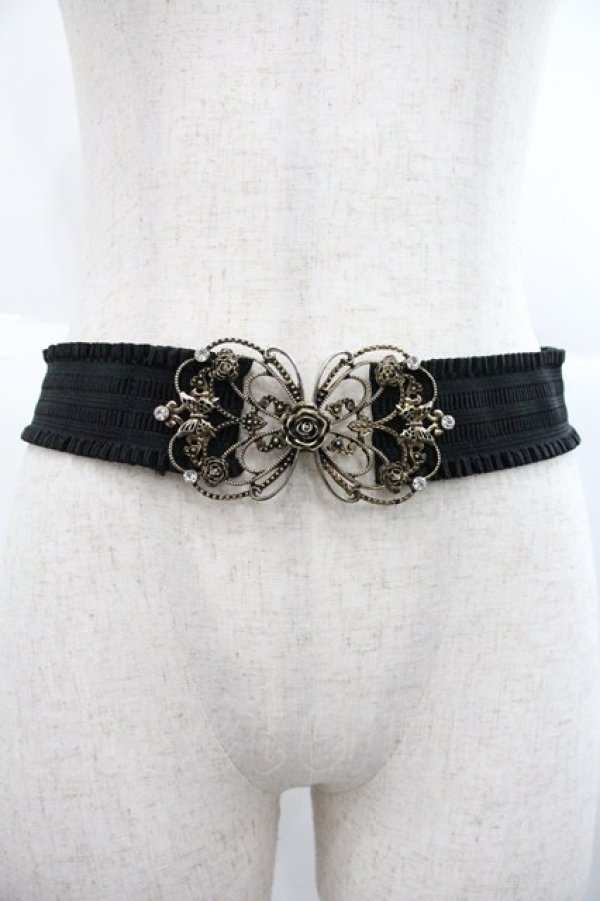 画像1: axes femme / 立体バラ×蝶ゴムベルト  ゴールド I-25-12-22-109-AX-BL-TE-ZI (1)