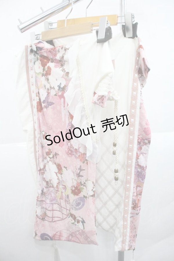 画像1: Ozz oneste / 着物袖風つけ袖  ピンクＸ白 I-25-12-22-111-OO-ZA-SA-ZI (1)