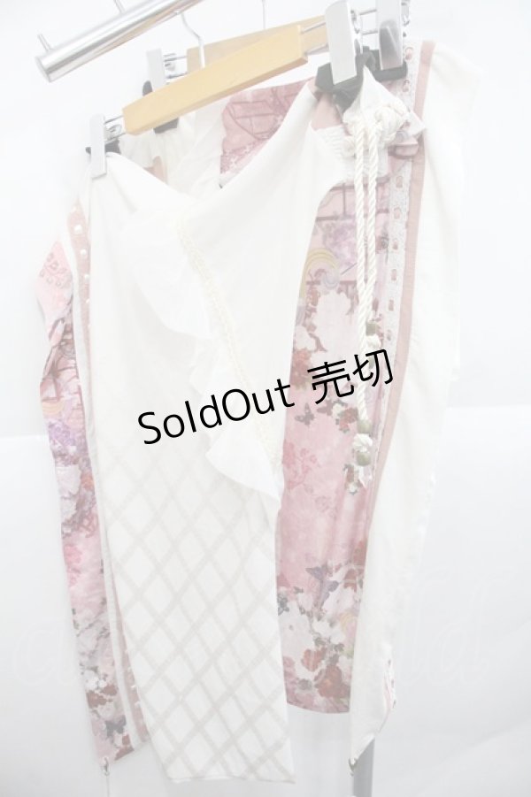 画像2: Ozz oneste / 着物袖風つけ袖  ピンクＸ白 I-25-12-22-111-OO-ZA-SA-ZI (2)