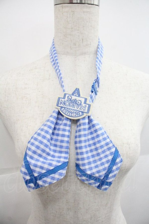 画像1: Hoshibako Works / MARION CREPES ×HoshibakoWorks ギンガムチェックリボンタイ  青チェック I-25-12-22-113-LO-ZA-SA-ZI (1)