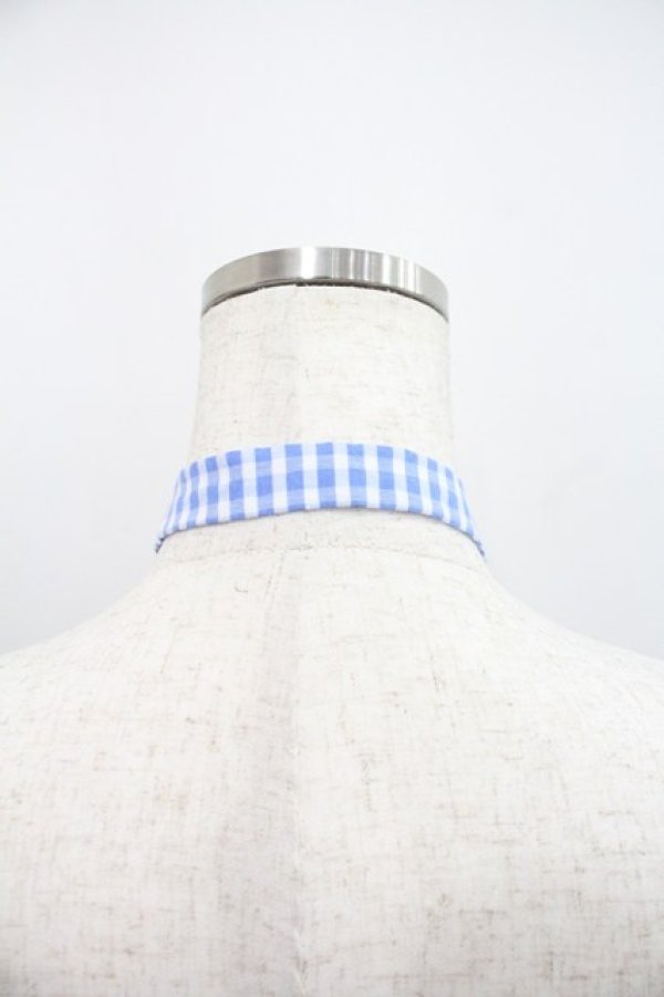 画像2: Hoshibako Works / MARION CREPES ×HoshibakoWorks ギンガムチェックリボンタイ  青チェック I-25-12-22-113-LO-ZA-SA-ZI (2)